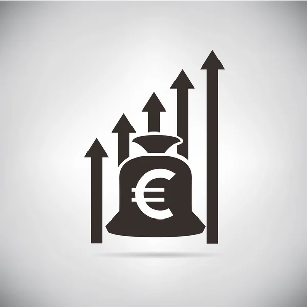Conceito Negócio Ilustração Vetorial Subida Euro — Vetor de Stock