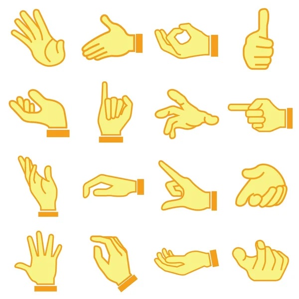 Hand Icons Set Cartoon Stil — Stockvektor