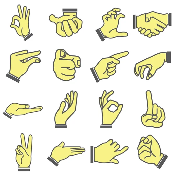 Hand Icons Set Cartoon Stil — Stockvektor