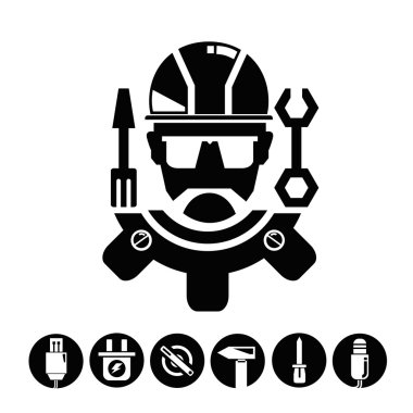 Web simgesi. İşçinin vektör çizimi