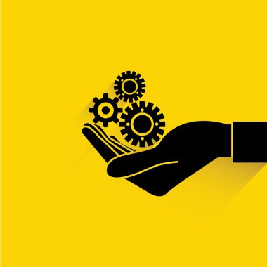 dişliler ile el vektör illüstrasyon