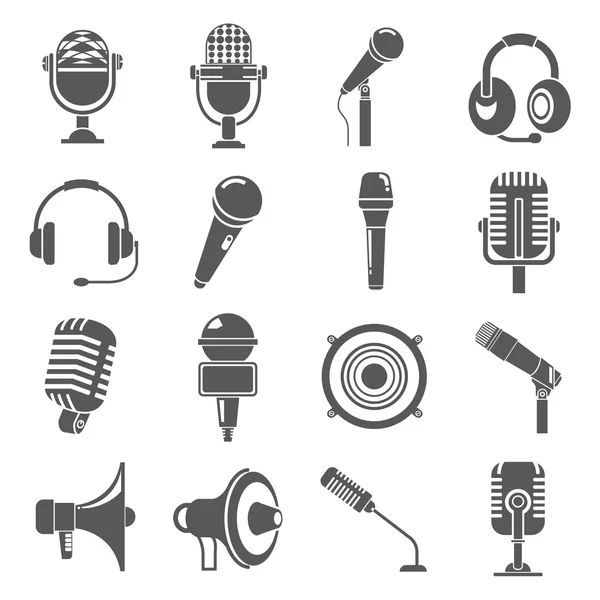 Conjunto Iconos Micrófono Altavoz — Vector de stock