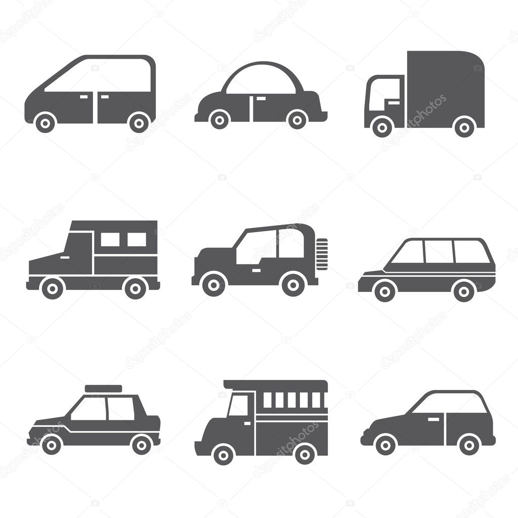 car and vehicle icons set 