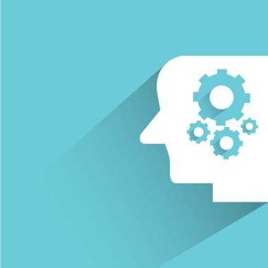 iş kavramı, dişliler ile baş vektör illüstrasyon 