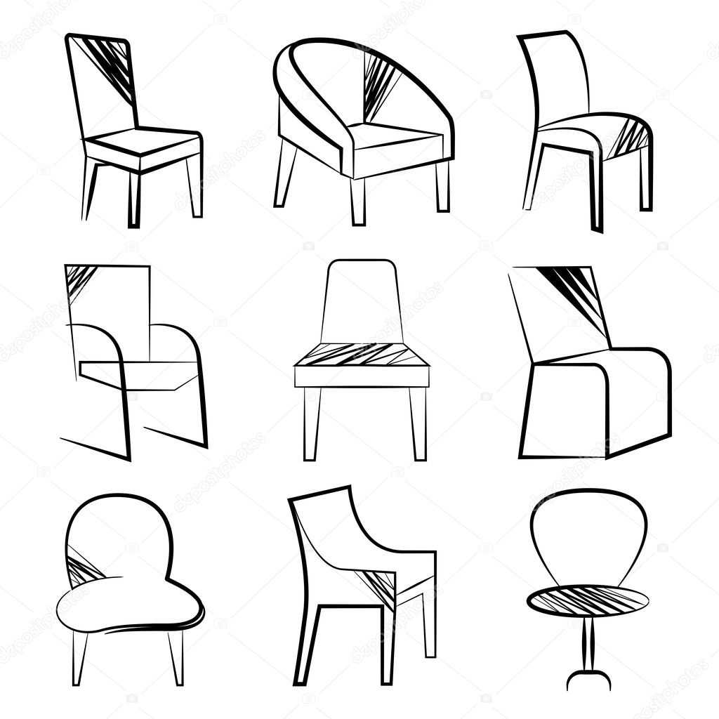 hand drawn and sketch sofa icons