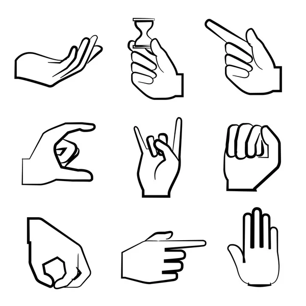 Hand Icons Set Cartoon Stil — Stockvektor