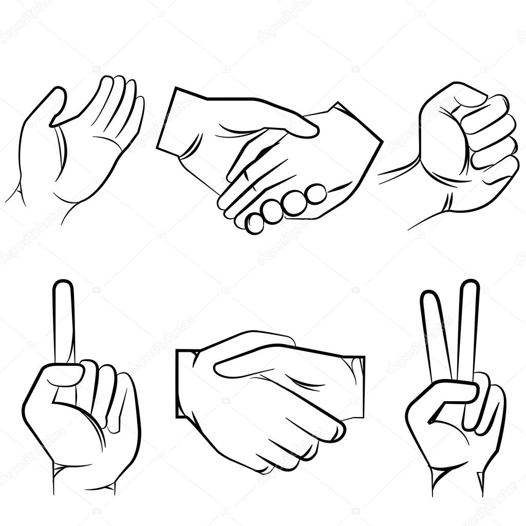 hand icons set, cartoon style