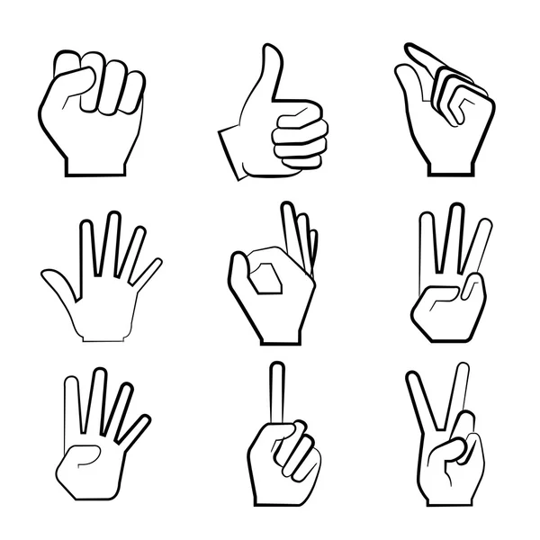 Hand Icons Set Cartoon Stil — Stockvektor