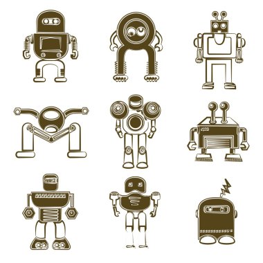 robot simgelerinin vektör illüstrasyonu