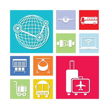 Seyahat simgelerinin vektör illüstrasyonu