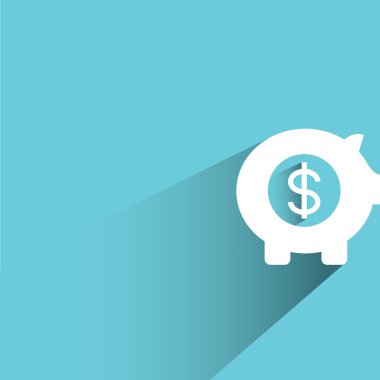 Doları kumbara, kaydetme kavramı, mavi arka plan, düz ve Tema gölge