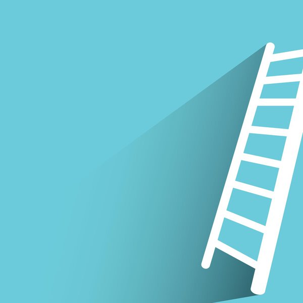 Ladder, blue background, flat and shadow theme