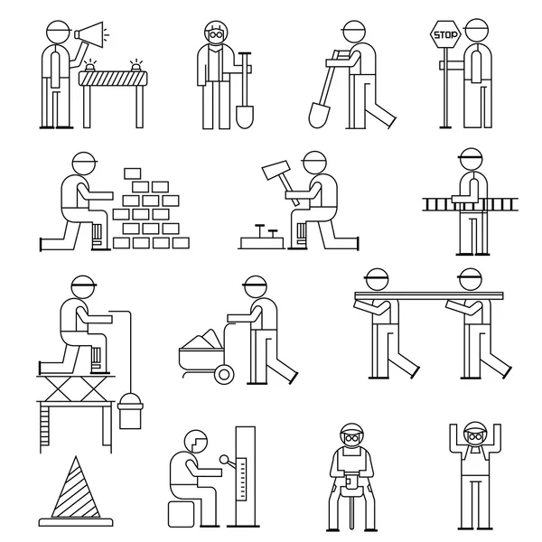 Vector Ilustración Del Conjunto Trabajadores Construcción — Vector de stock