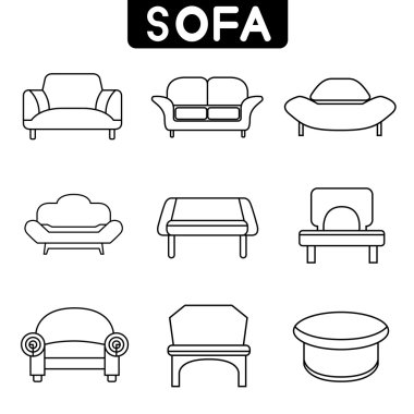 kanepe simgeler kümesi, çizgili Tema