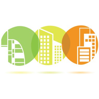 Şehir binalarının vektör illüstrasyonu