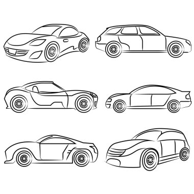 çizim araba vektör seti