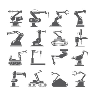 Robotik kol simgeleri, robot simgeleri, üretim çalışmaları robotu, endüstriyel robotlar