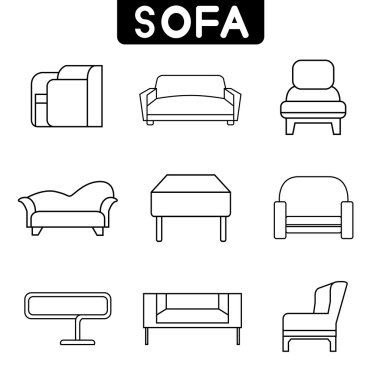 kanepe simgeler kümesi, çizgili Tema