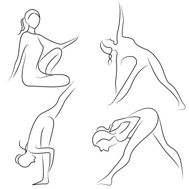 Yoga kroki satırları stilize vektör