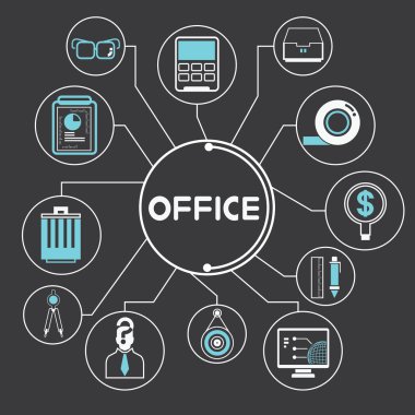 office Icons set vektör çizim
