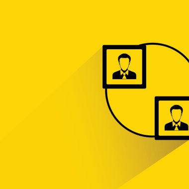 insan ayırma konsepti üzerine sarı arka plan, düz ve gölge tasarım