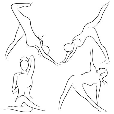 Yoga ile kroki line Tema