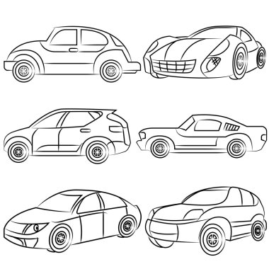 el çizilmiş ve kroki araba seti
