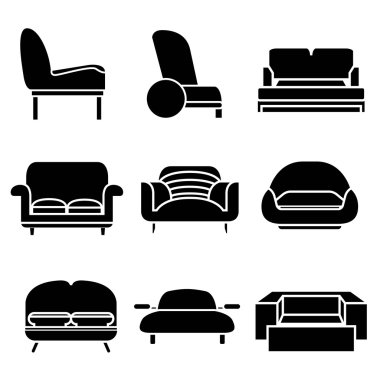 sofas simgeleri seti vektör illüstrasyon