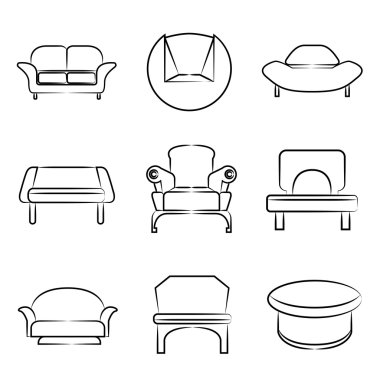 elle çizilmiş kanepe Icons set