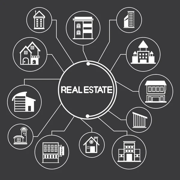 bilgi grafiği siyah arka planda bina Emlak 