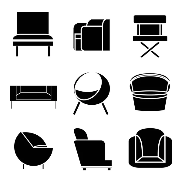 ソファと椅子のアイコンセット — ストックベクタ