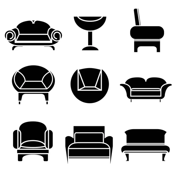 Sofa Chair Icons Set — Stock Vector