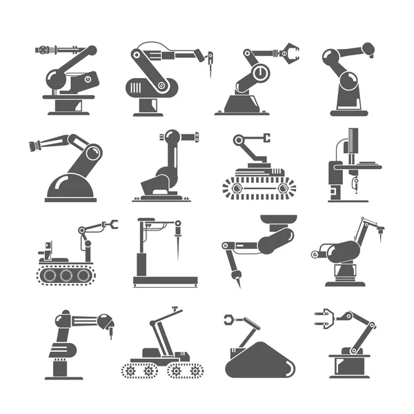 Robotic Arm Iconen Robot Iconen Robot Productie Van Het Werk — Stockvector