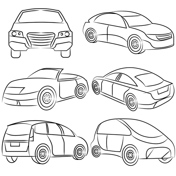 矢量素描车套件 — 图库矢量图片