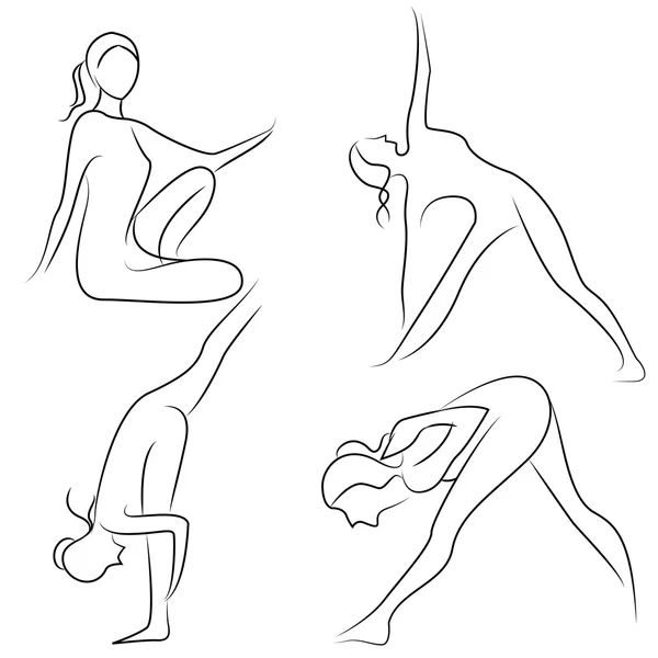 Yoga Skizze Linien Stilisierter Vektor — Stockvektor