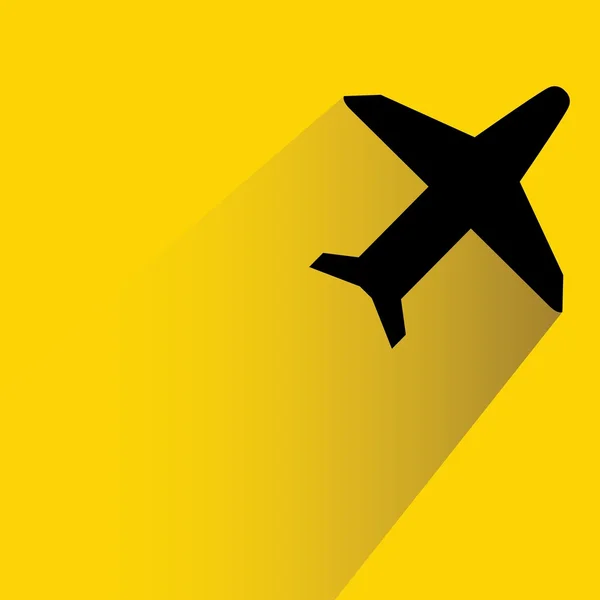 Avion Avec Ombre Portée Sur Fond Jaune — Image vectorielle