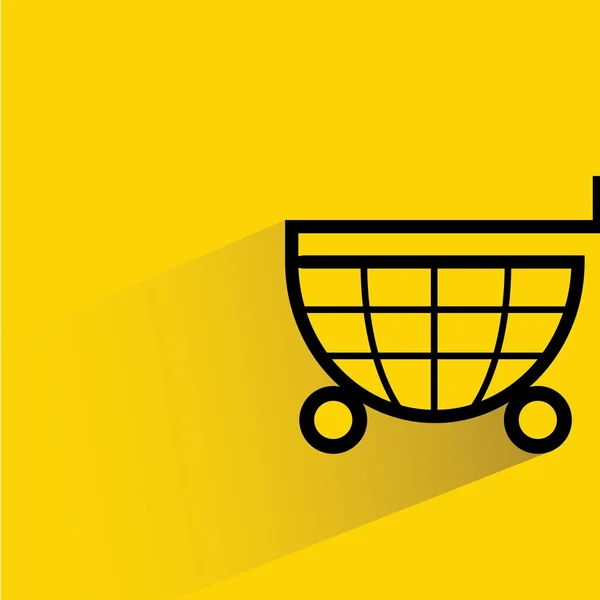 Alışveriş Sepeti Ile Alt Gölge Sarı Arka Planda — Stok Vektör