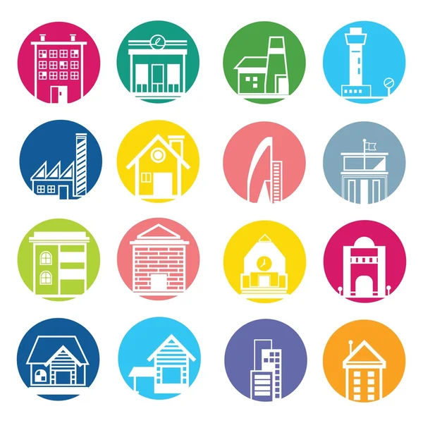 Vector Illustration Houses Icons — Stock Vector