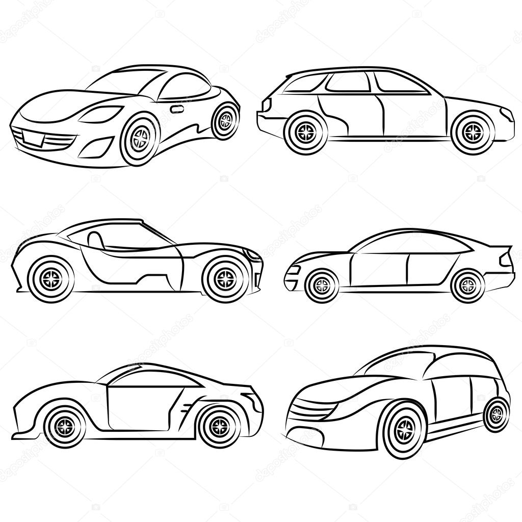 sketch car vector set