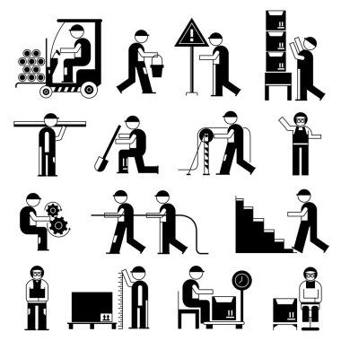 working people in construction site, cargo industry, workshop clipart