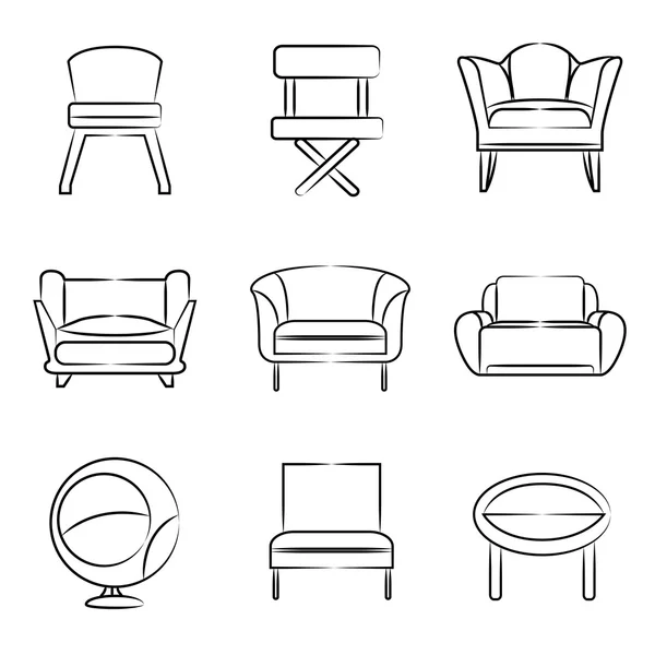 Dessiner Des Icônes Canapé Chaise — Image vectorielle