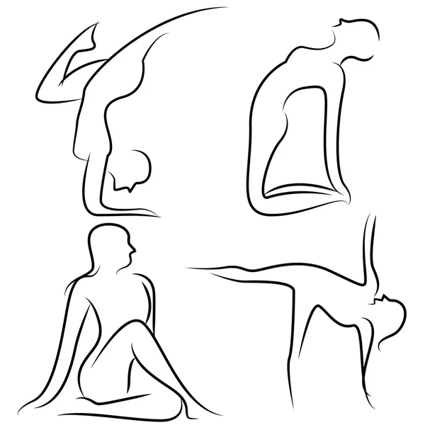 Handgezeichnete Yogahaltungen Yogahaltungen — Stockvektor