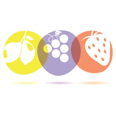 meyve simgeler, taze yaz meyve yuvarlak düğmeleri