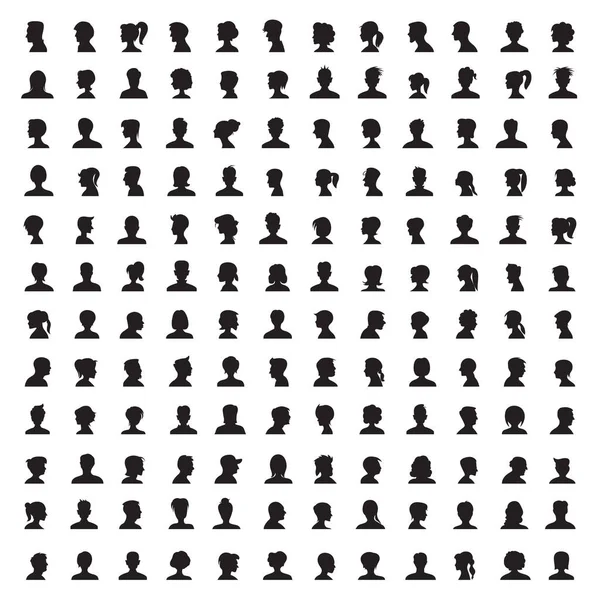 Big Set People User Avatar Silhouettes Profile Character Icons — Stock Vector