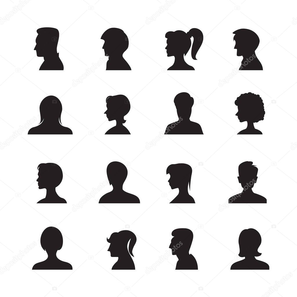 set of people avatars silhouettes, profile icon