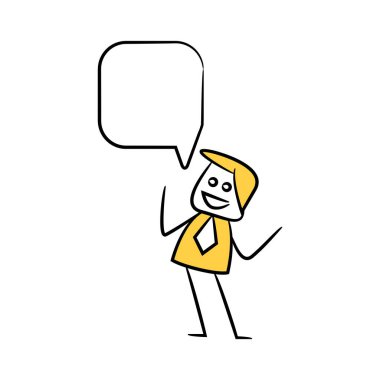 Konuşma balonu sarı çöp adam temalı iş adamı