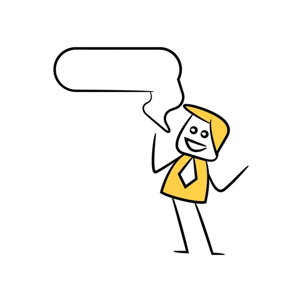 Businessman Speech Bubble Yellow Stick Figure Theme — Stock Vector
