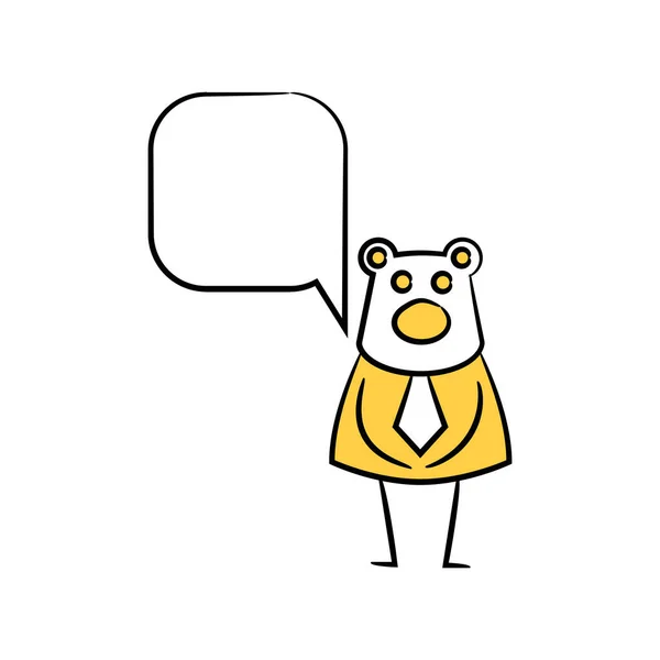 Ведмідь Бізнесмен Мова Бульбашка Жовта Паличка Тема Фігури — стоковий вектор