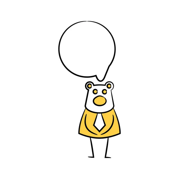 Медведь Бизнесмен Речи Пузырь Желтая Палка Тема — стоковый вектор