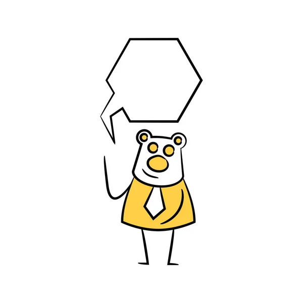 Urso Empresário Discurso Bolha Amarelo Vara Figura Tema — Vetor de Stock
